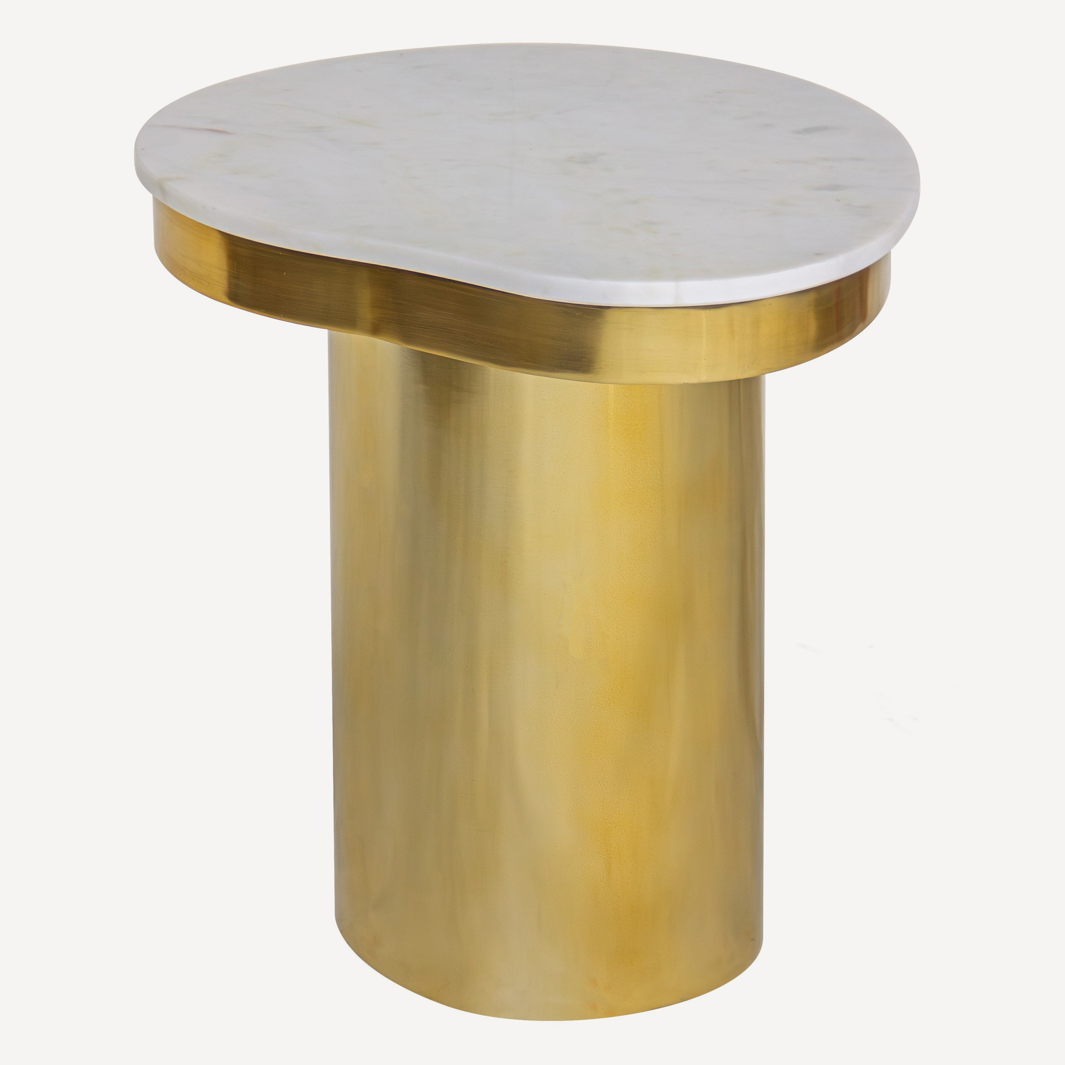Kidney Marble Brass Side Table