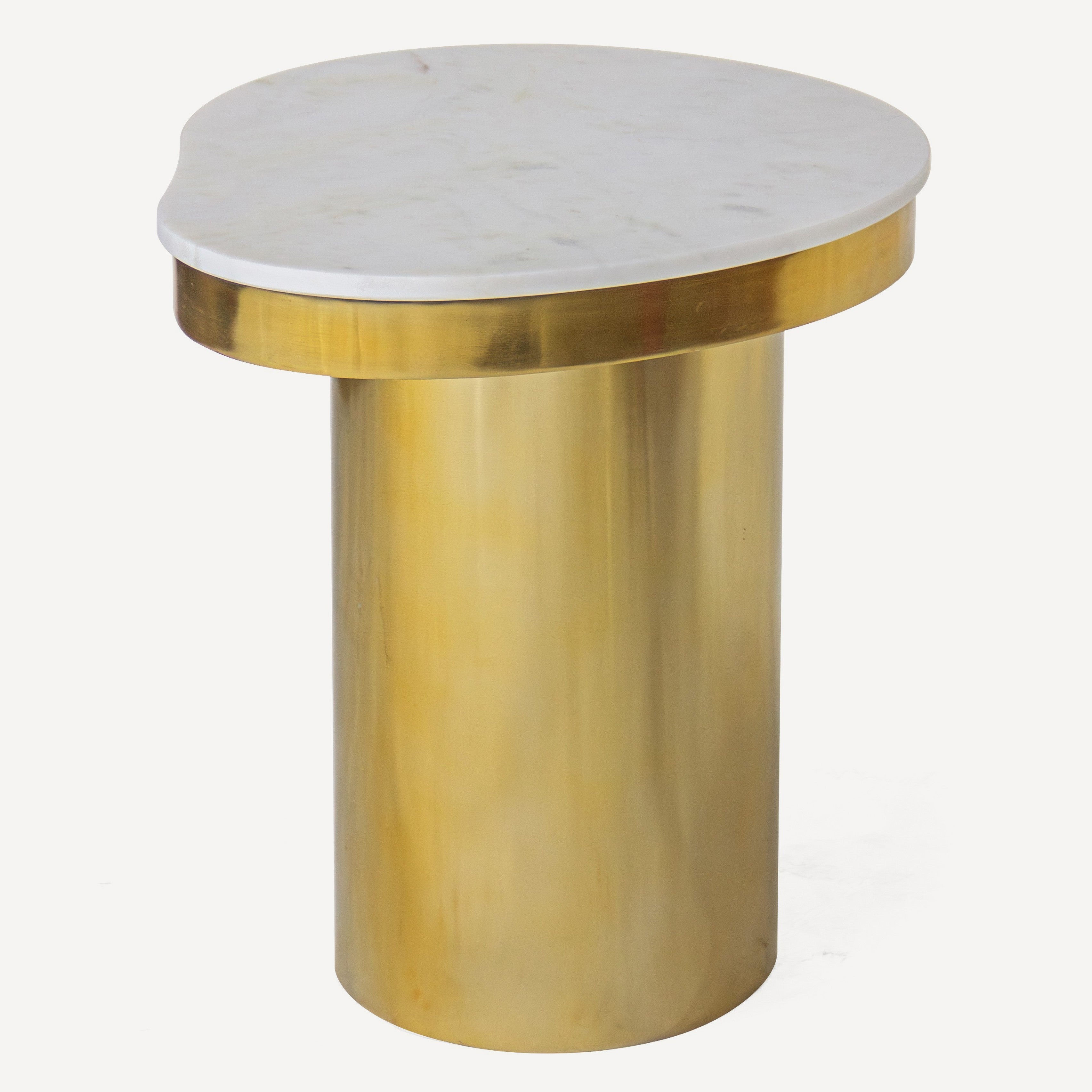 Kidney Marble Brass Side Table