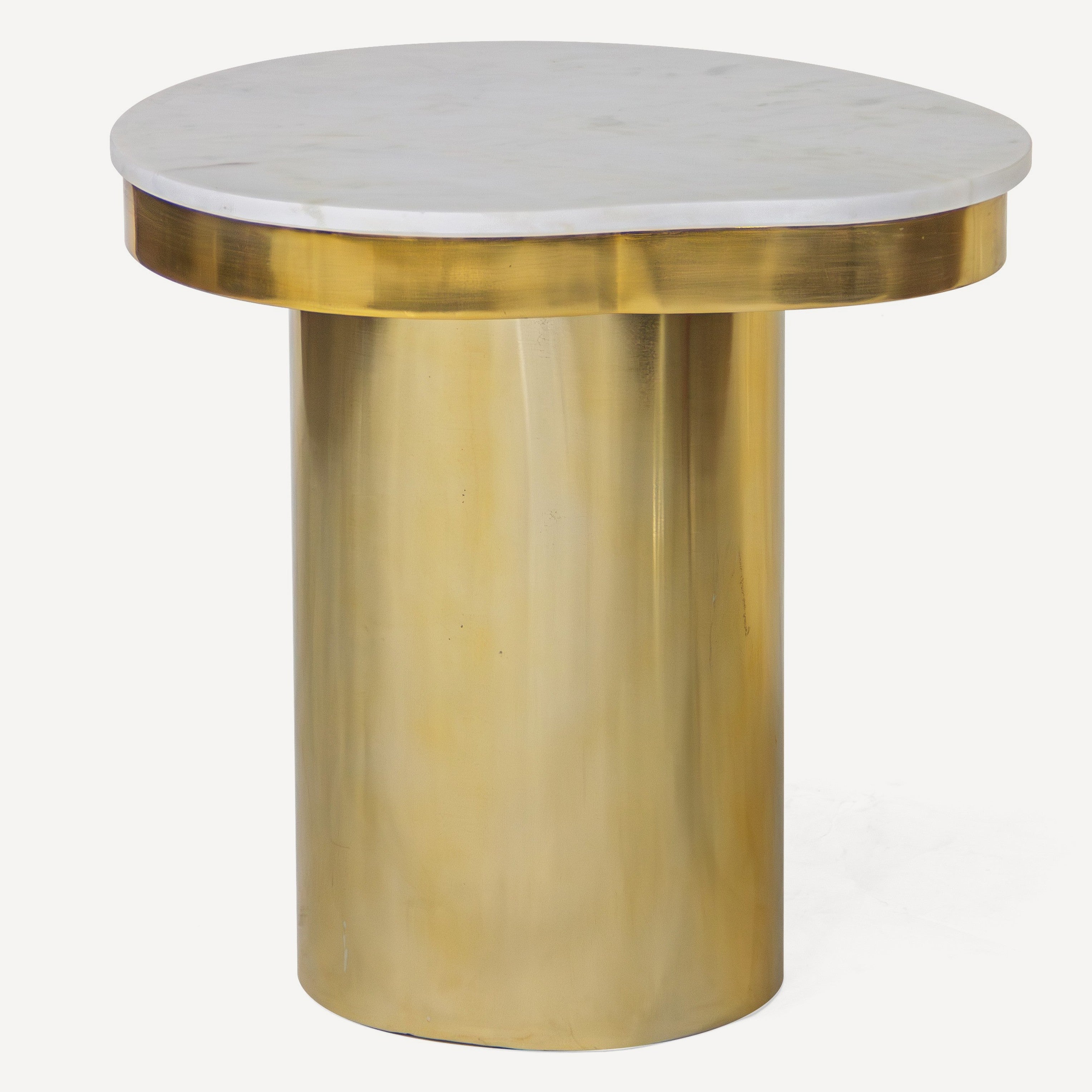 Kidney Marble Brass Side Table