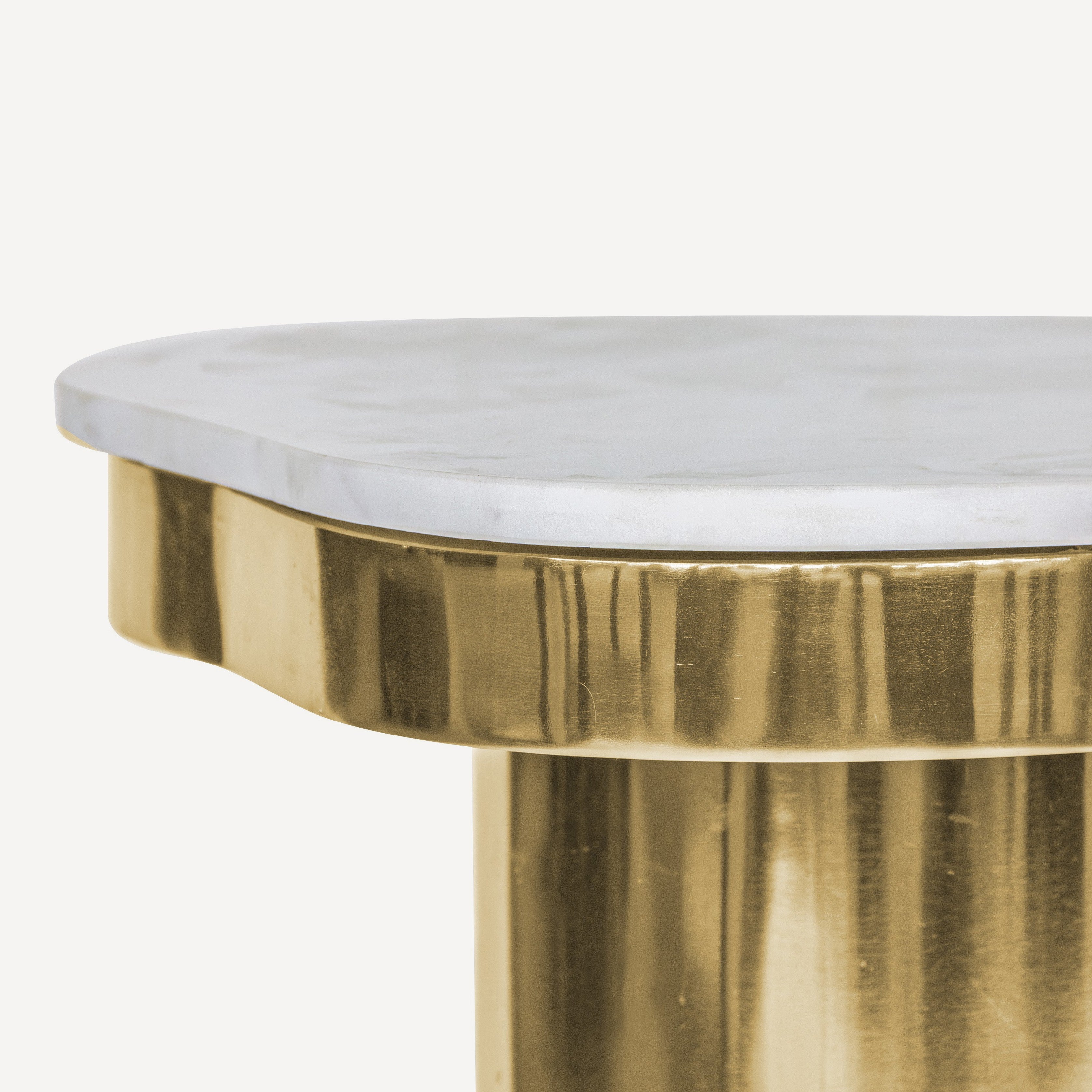 Kidney Marble Brass Side Table