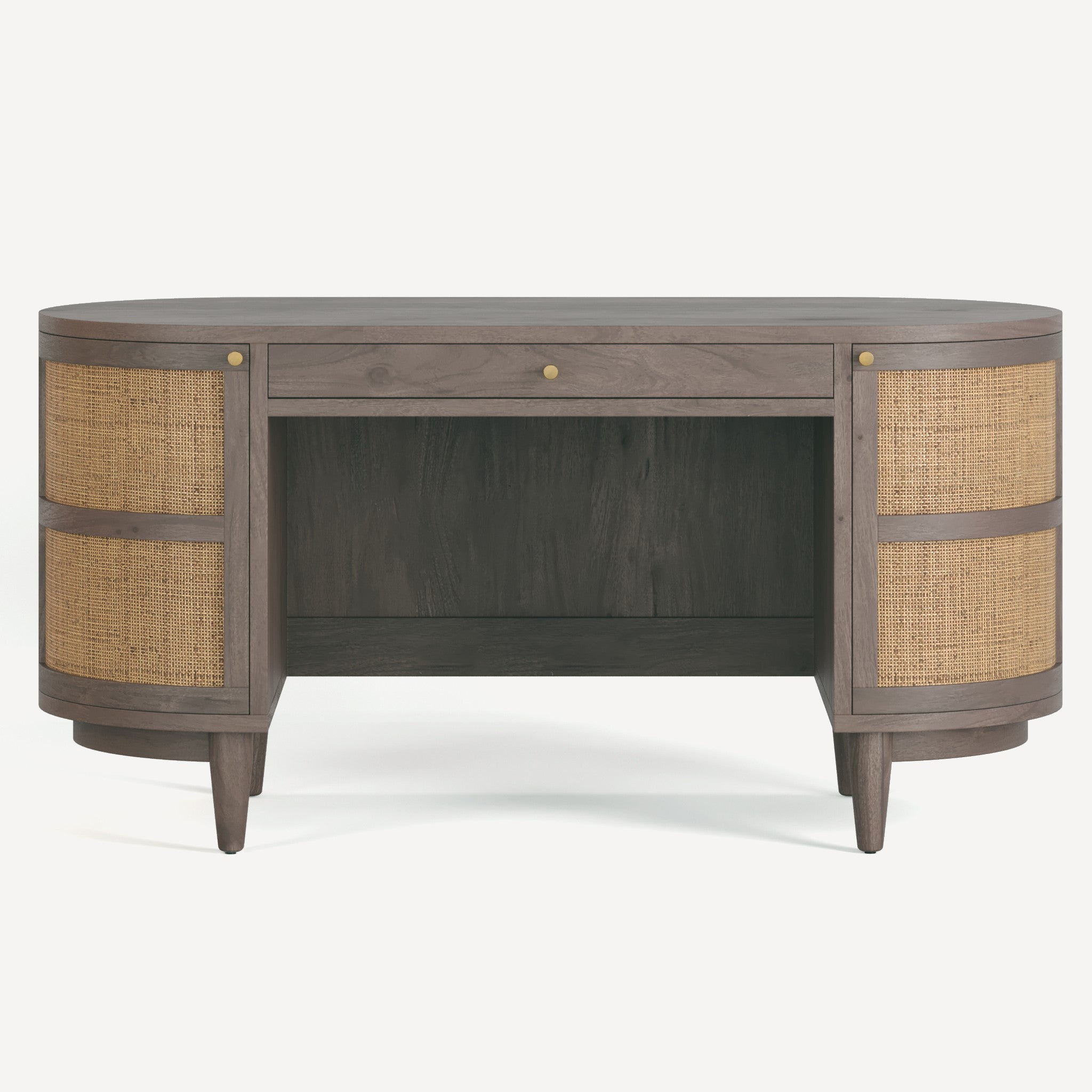 Canggu Cane Solid Wood Desk - Charcoal