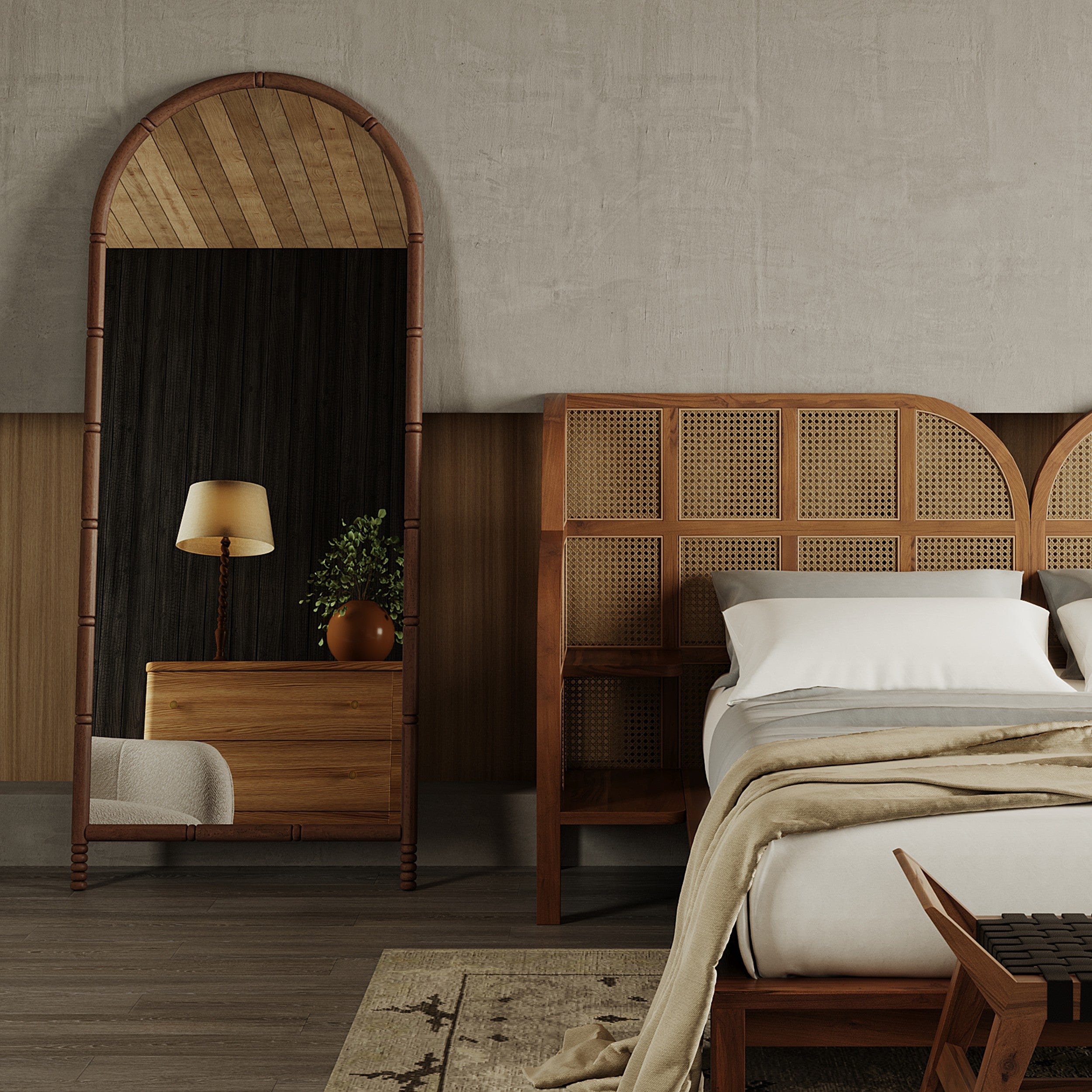 Molly Solid Wood Floor Mirror