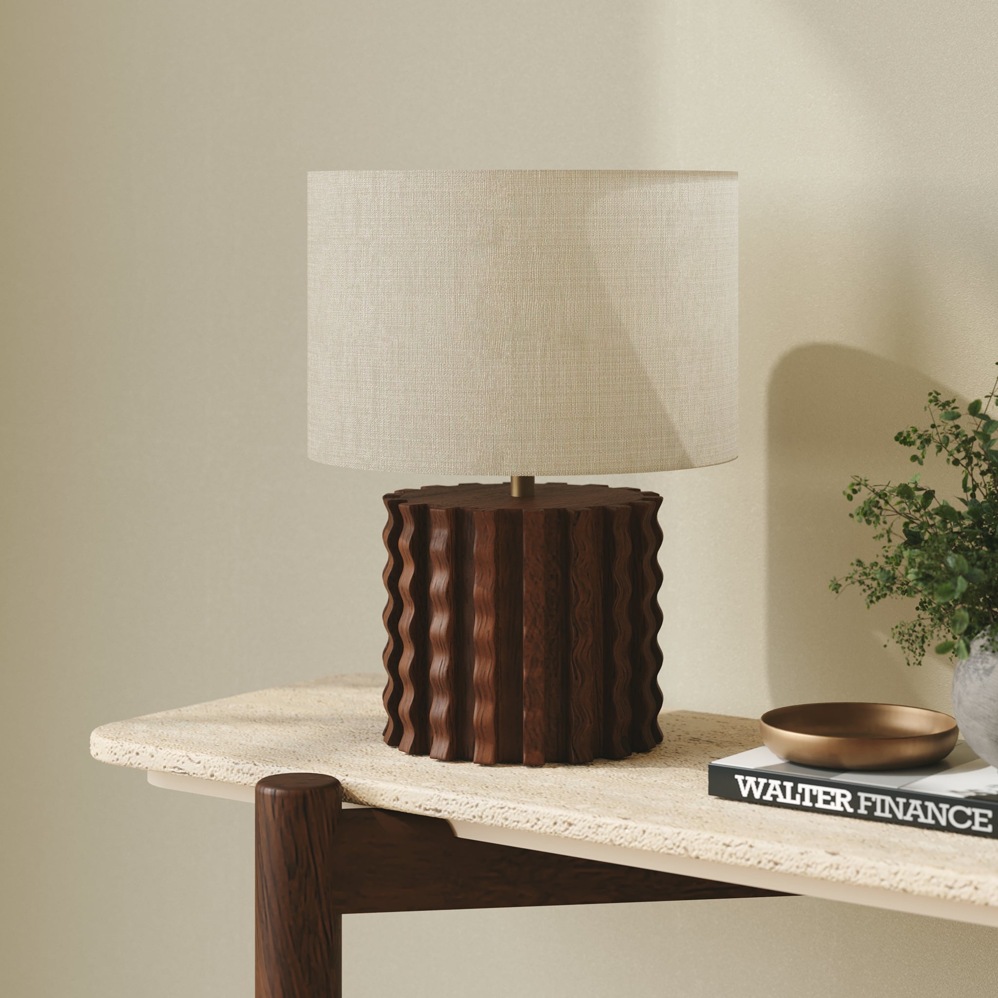 Swirl Oak Table Lamp