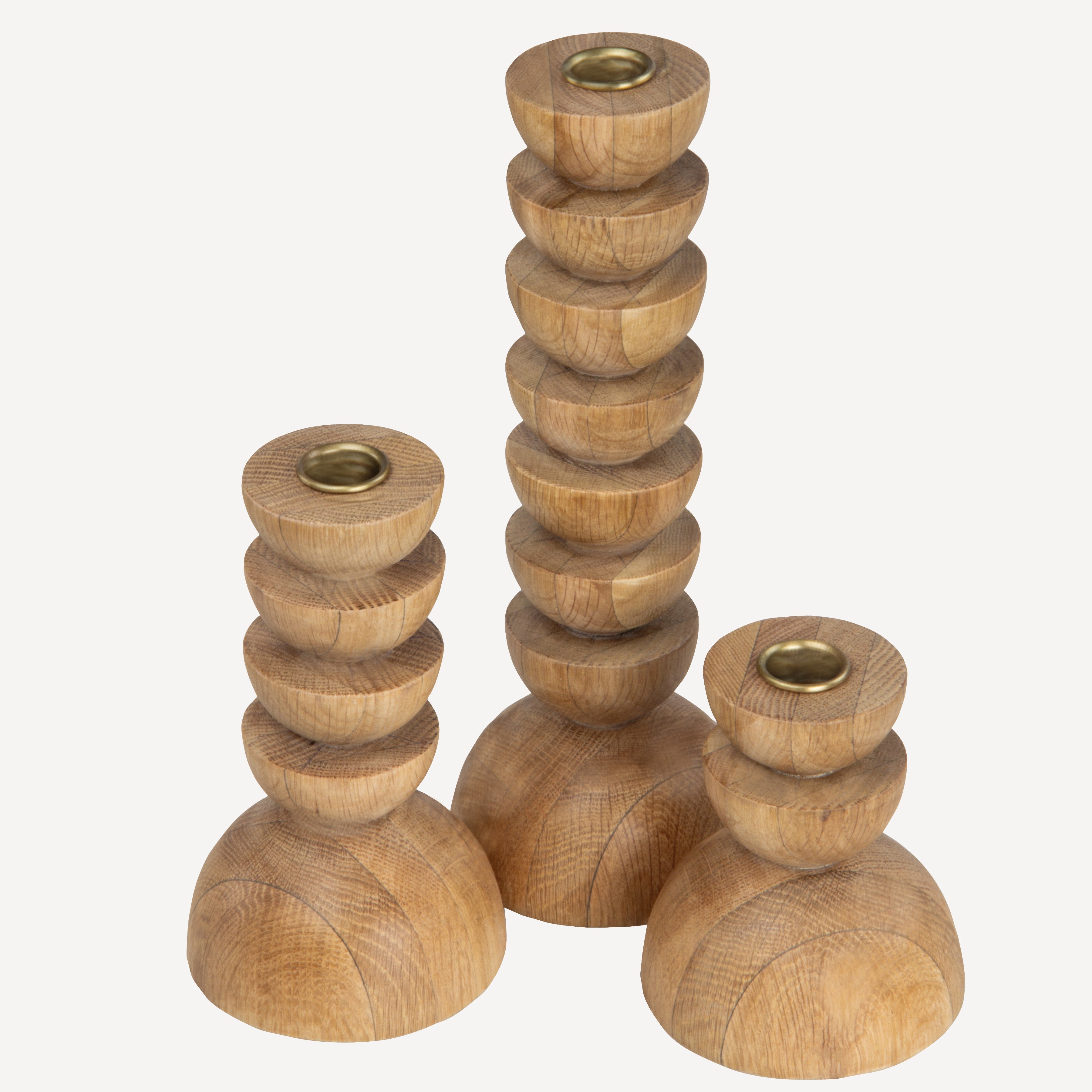 Cuppola Candle Holder Oak