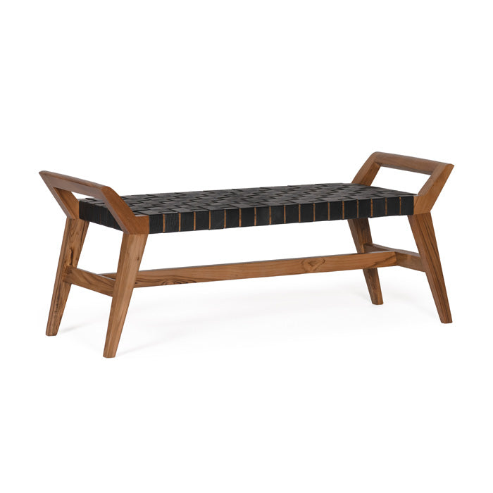 Cove Recycled Teak Leather Bench