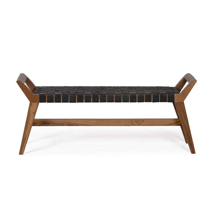 Cove Recycled Teak Leather Bench