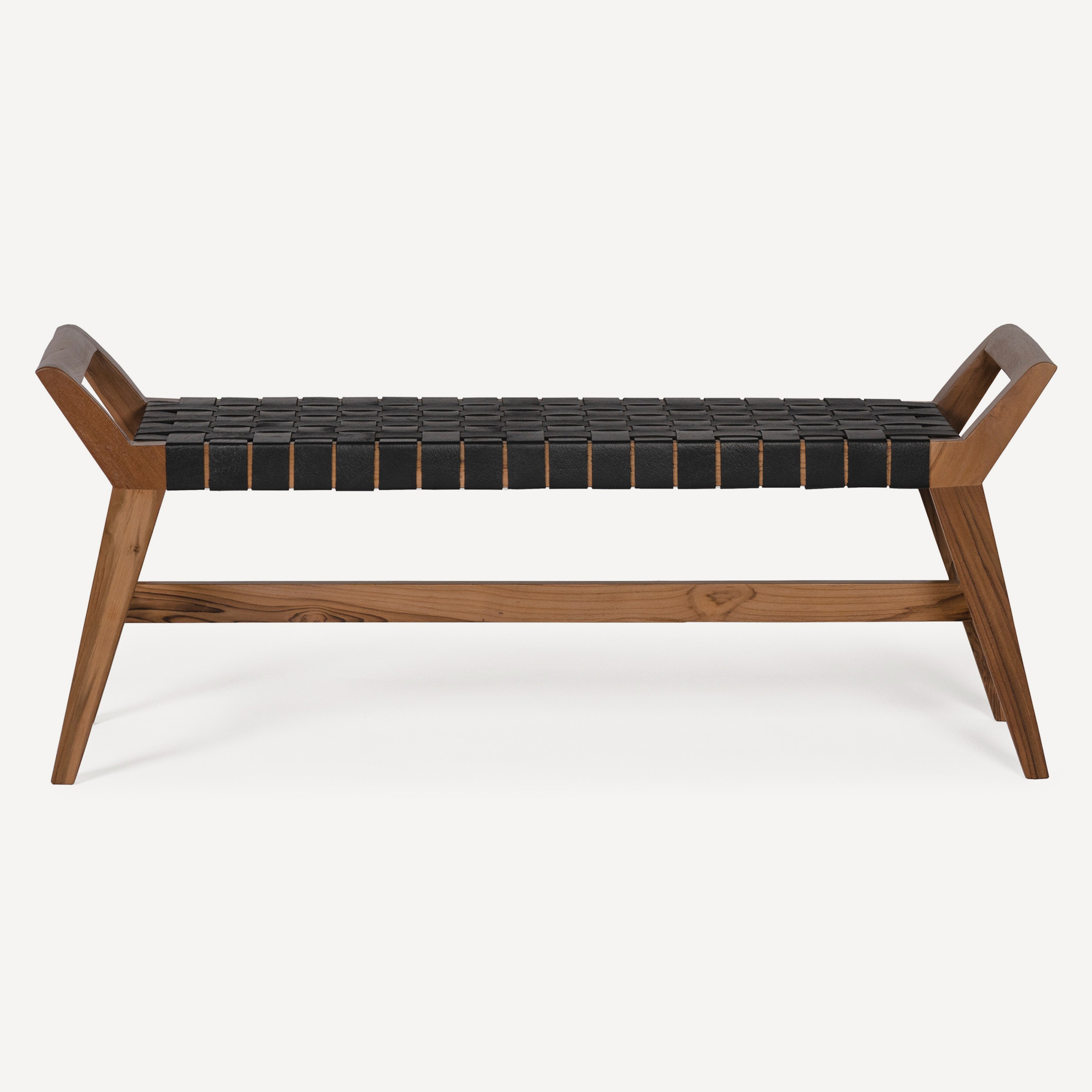 Cove Recycled Teak Leather Bench