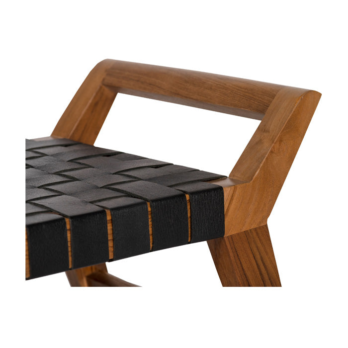 Cove Recycled Teak Leather Bench