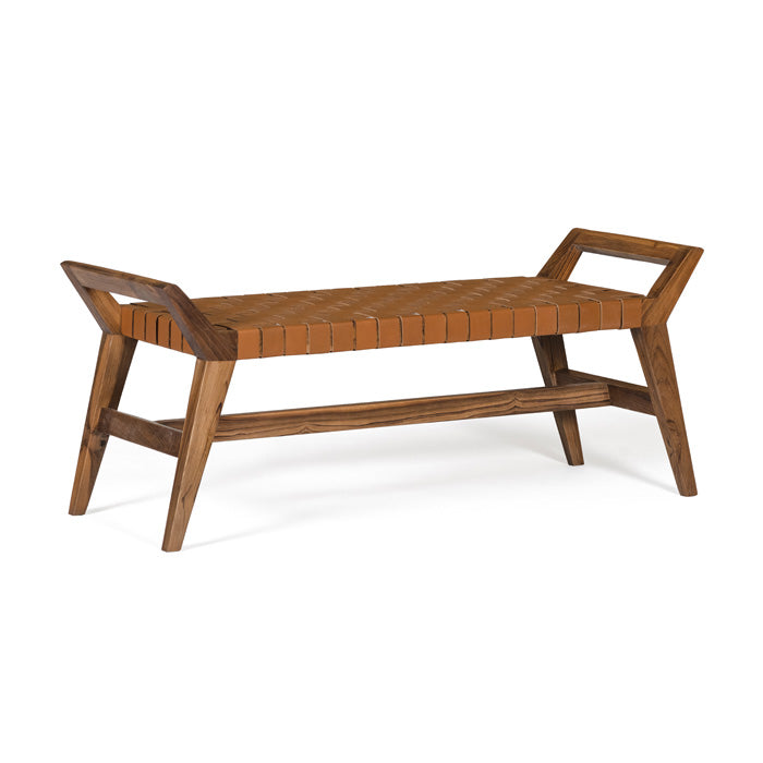 Cove Recycled Teak Leather Bench