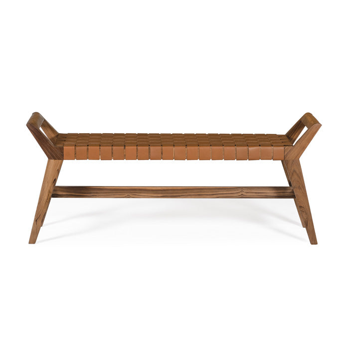 Cove Recycled Teak Leather Bench