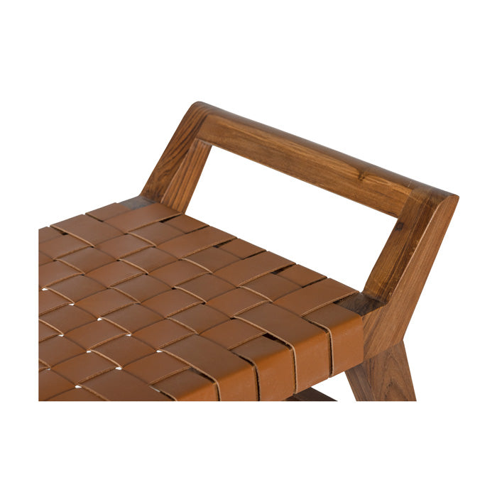 Cove Recycled Teak Leather Bench