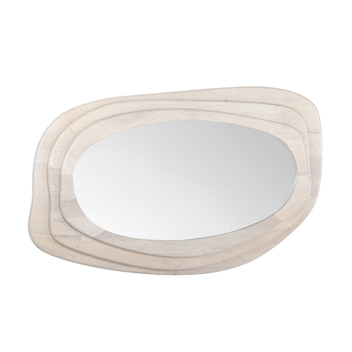 Layered Ash Wood Mirror - Whitewash