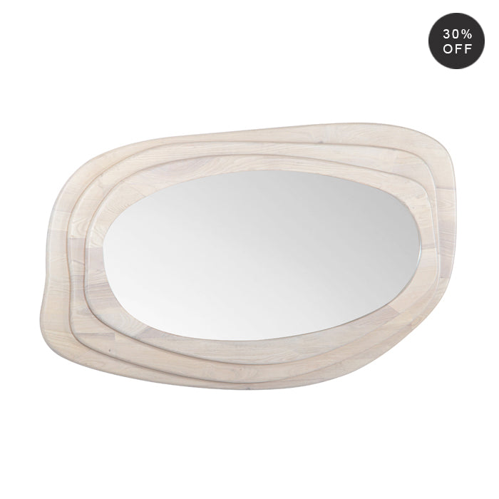 Layered Ash Wood Mirror - Whitewash