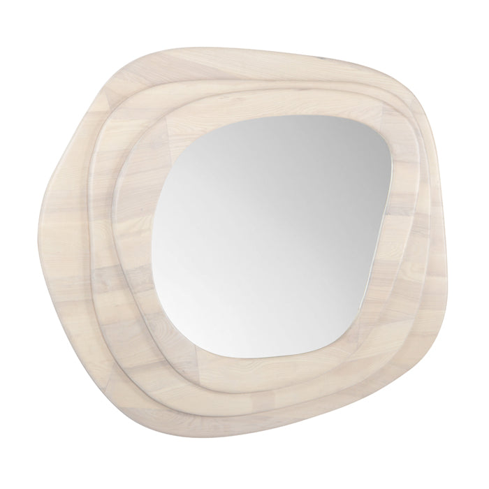 Layered Ash Wood Mirror - Whitewash