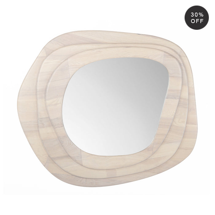 Layered Ash Wood Mirror - Whitewash