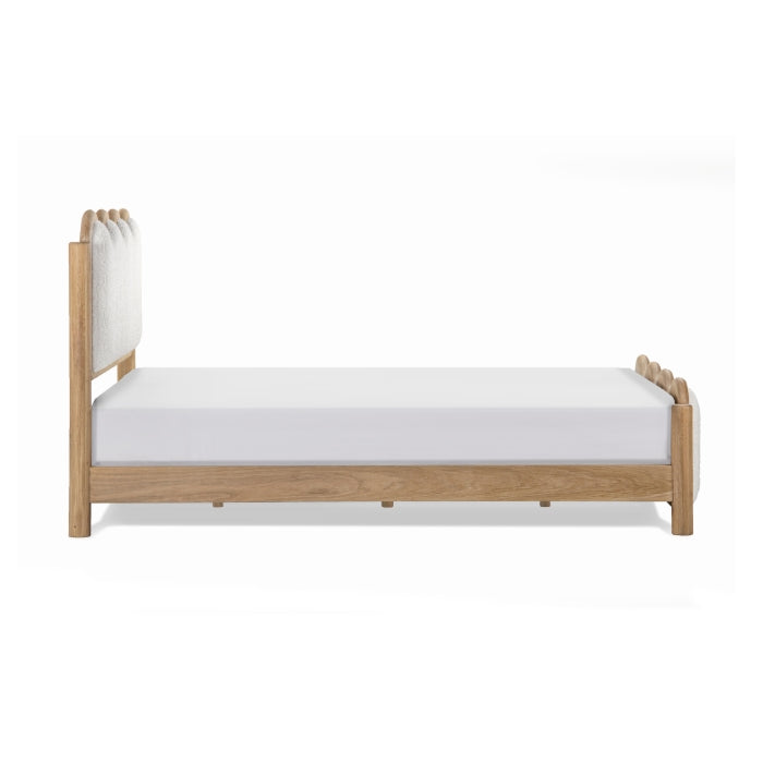 Swirl Upholstered Oak Bed - Natural