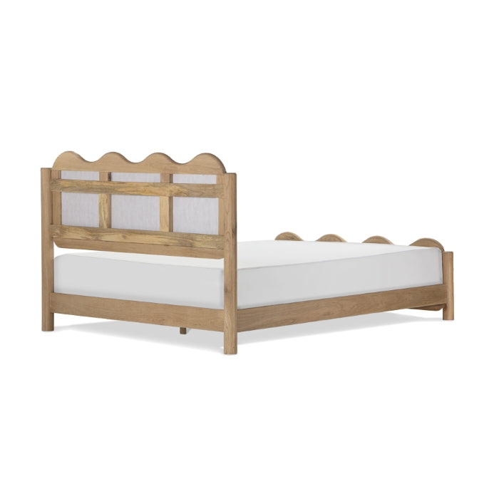 Swirl Upholstered Oak Bed - Natural