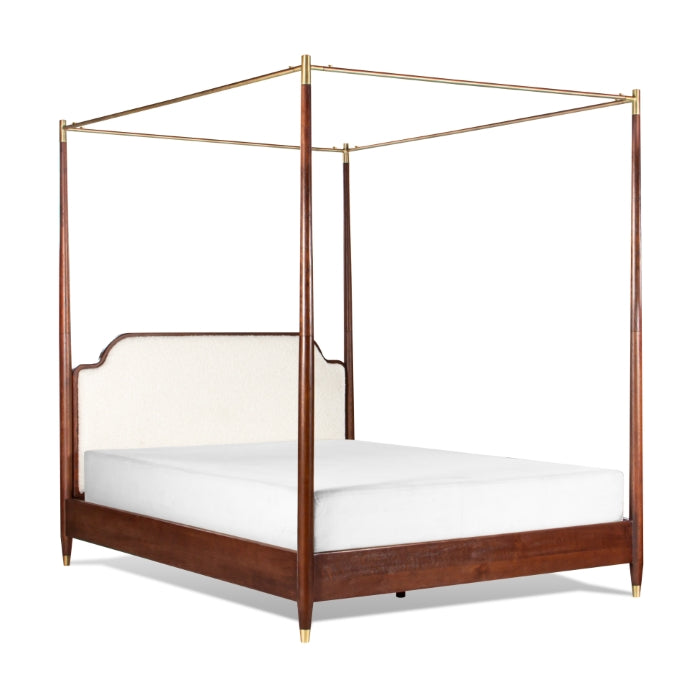 Moira Upholstered Solid Oak Canopy Bed