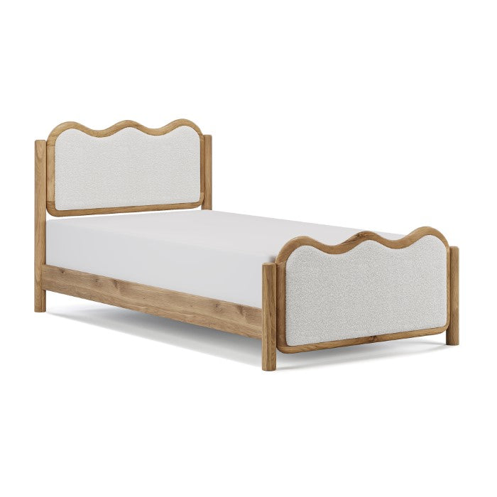 Swirl Upholstered Oak Bed - Natural