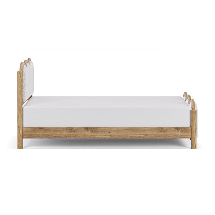 Swirl Upholstered Oak Bed - Natural