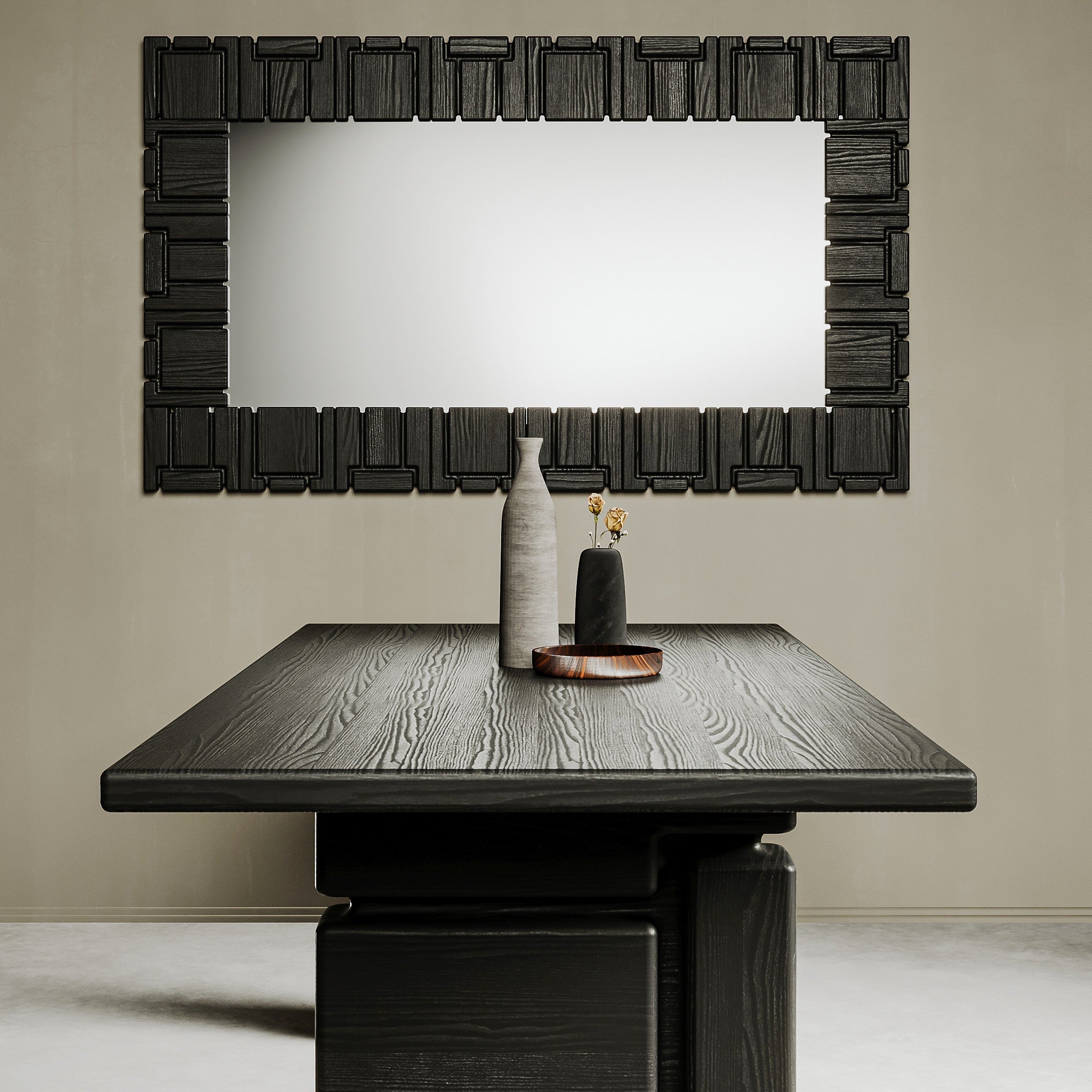 Brutalist Solid Oak Mirror