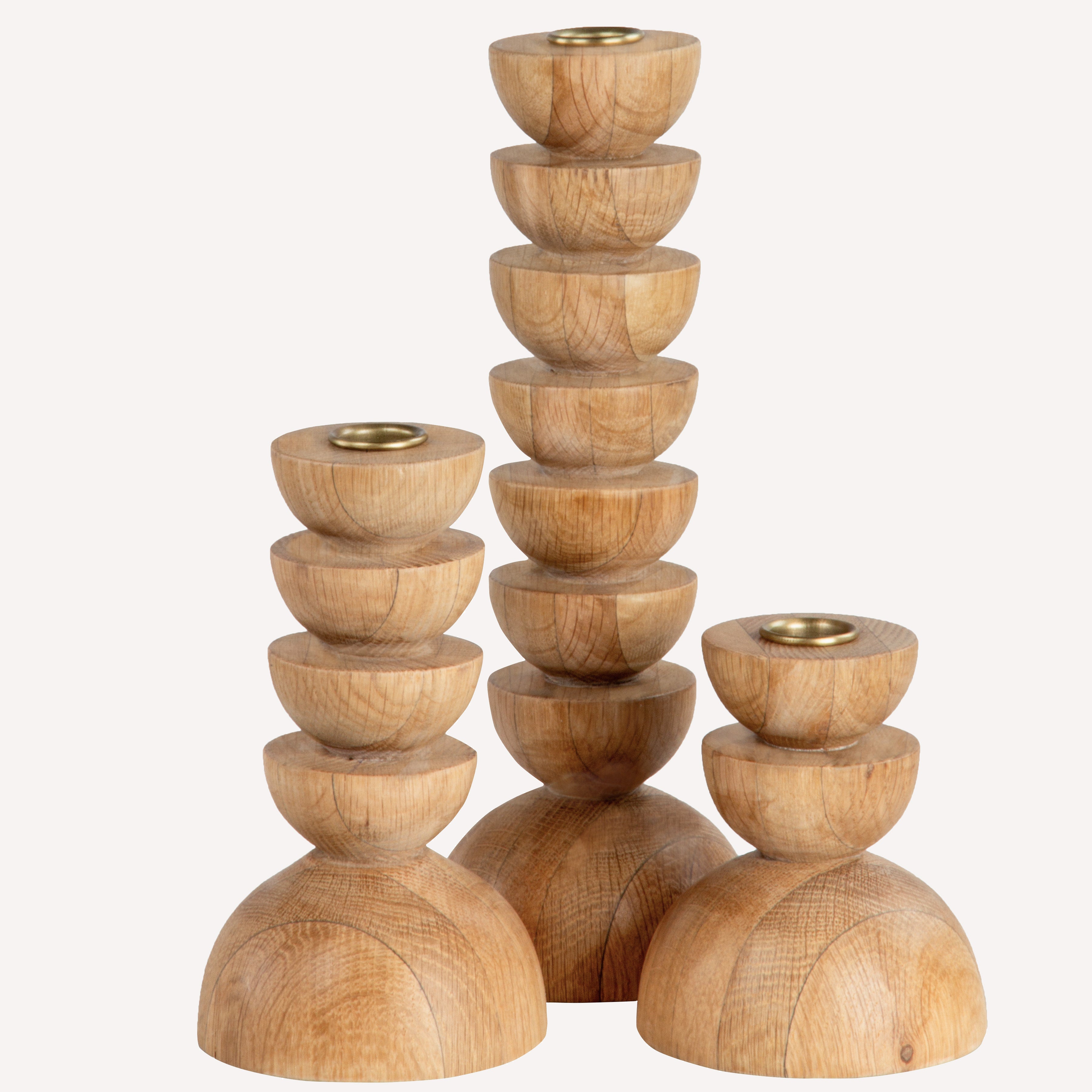 Cuppola Candle Holder Oak