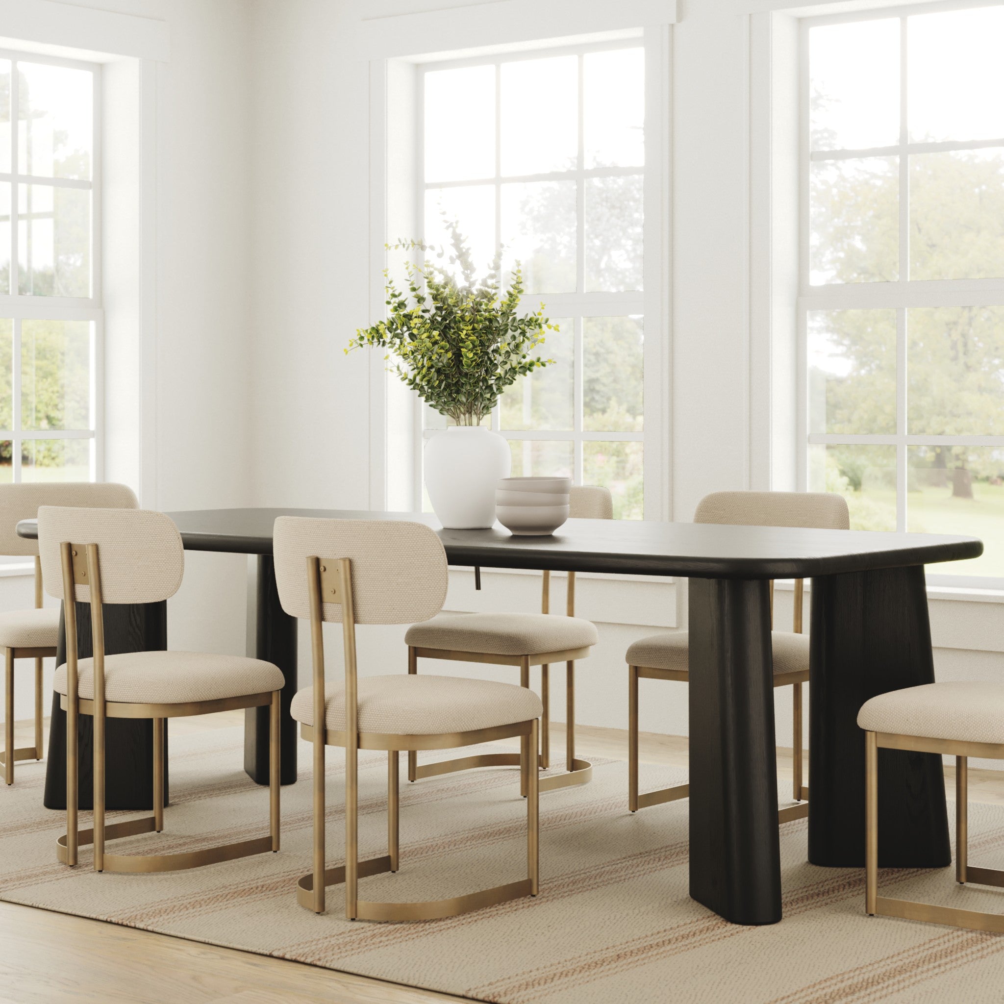 Laurel Solid White Oak Dining Table - Charcoal