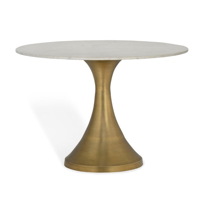 Funnel Marble Brass Dining Table - White