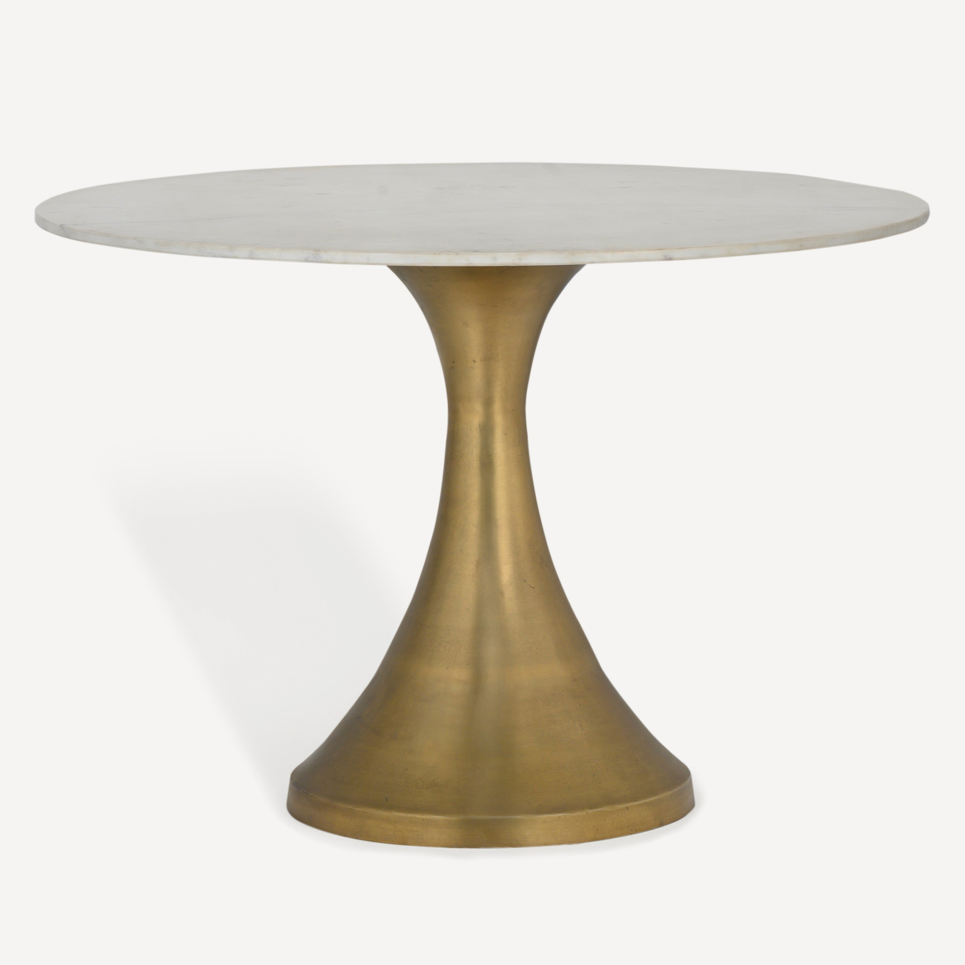 Funnel Marble Brass Dining Table - White