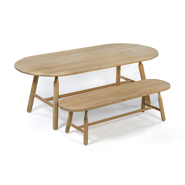 Dowel Solid Oak Dining Bench - Natural