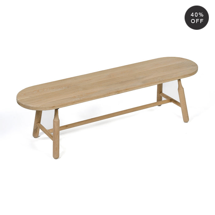 Dowel Solid Oak Dining Bench - Natural