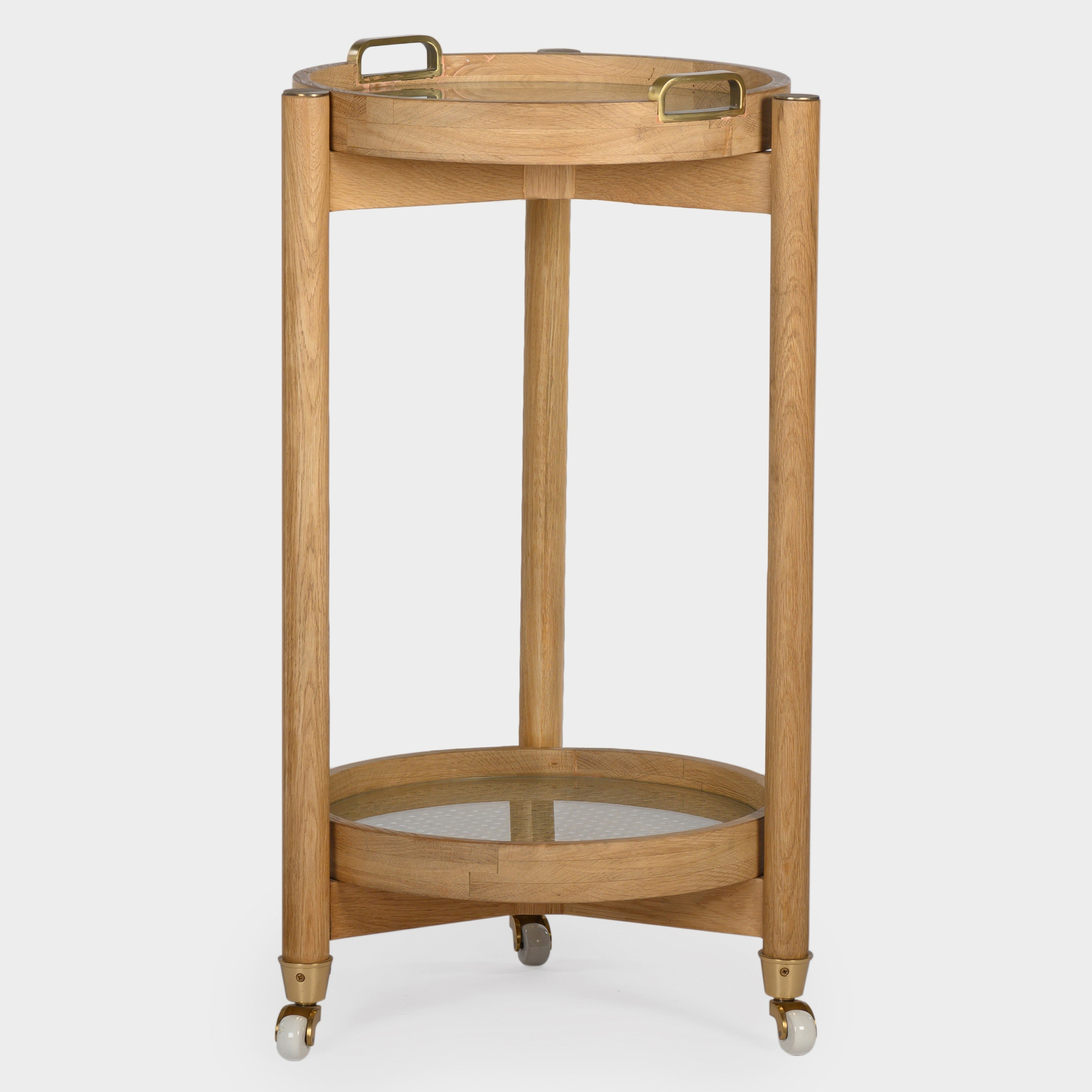 Trio Oak Round Bar Cart