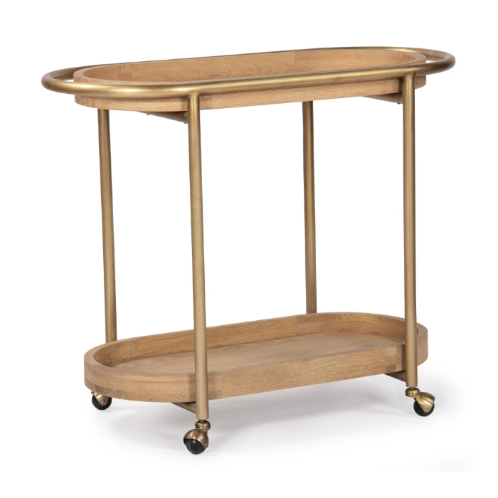 Orbit Solid Oak Bar Cart