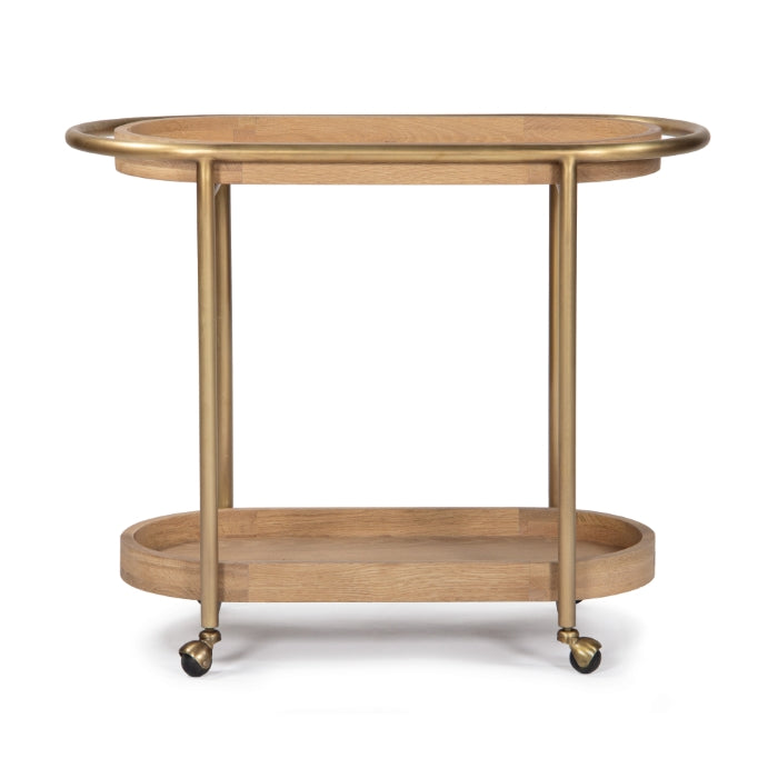 Orbit Solid Oak Bar Cart