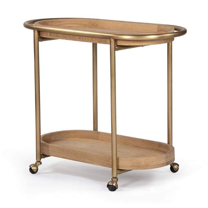 Orbit Solid Oak Bar Cart