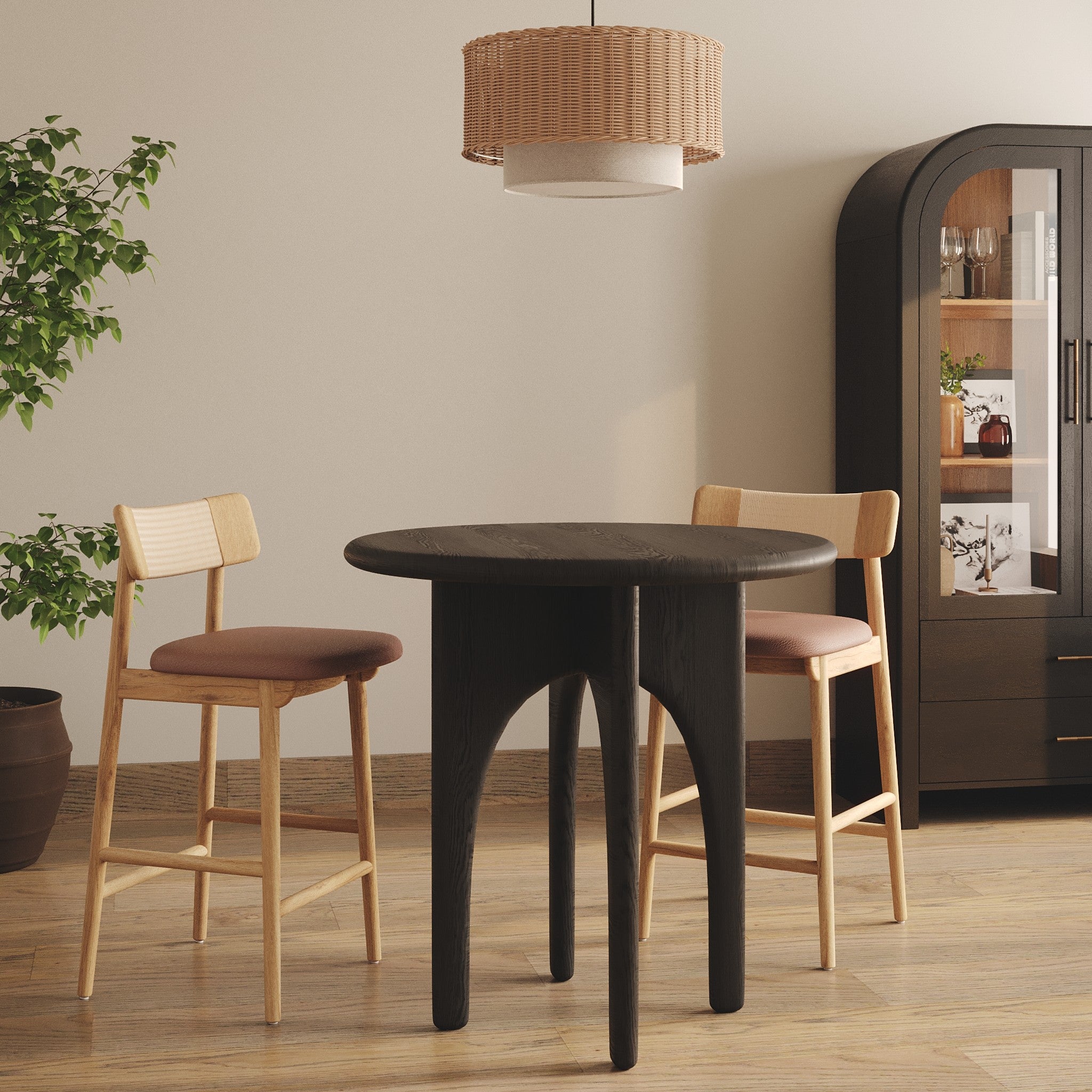 Luna Oak Counter Table - Charcoal