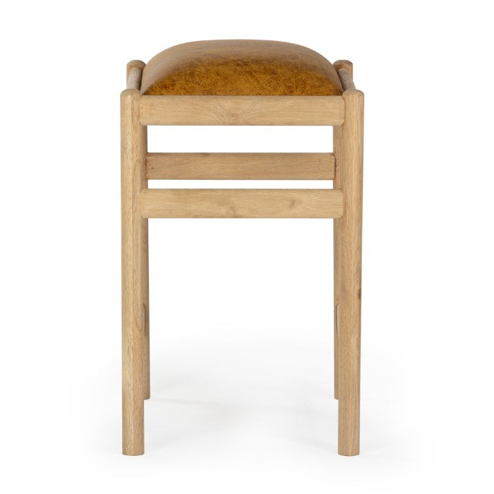 Dove Oak Leather Counter Stool - Caramel