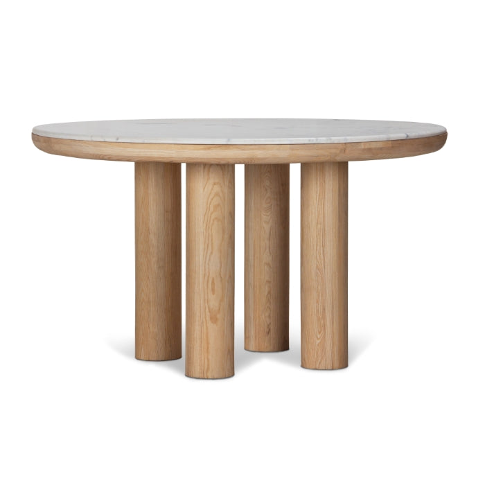 Pillar Marble Oak Dining Table