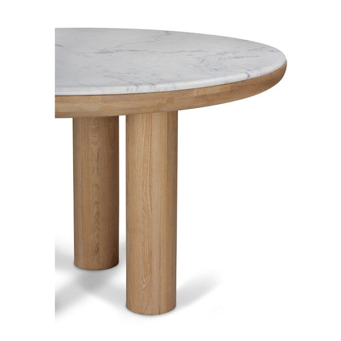 Pillar Marble Oak Dining Table