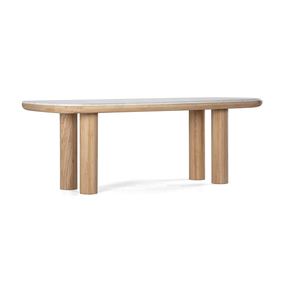 Pillar Marble Oak Dining Table