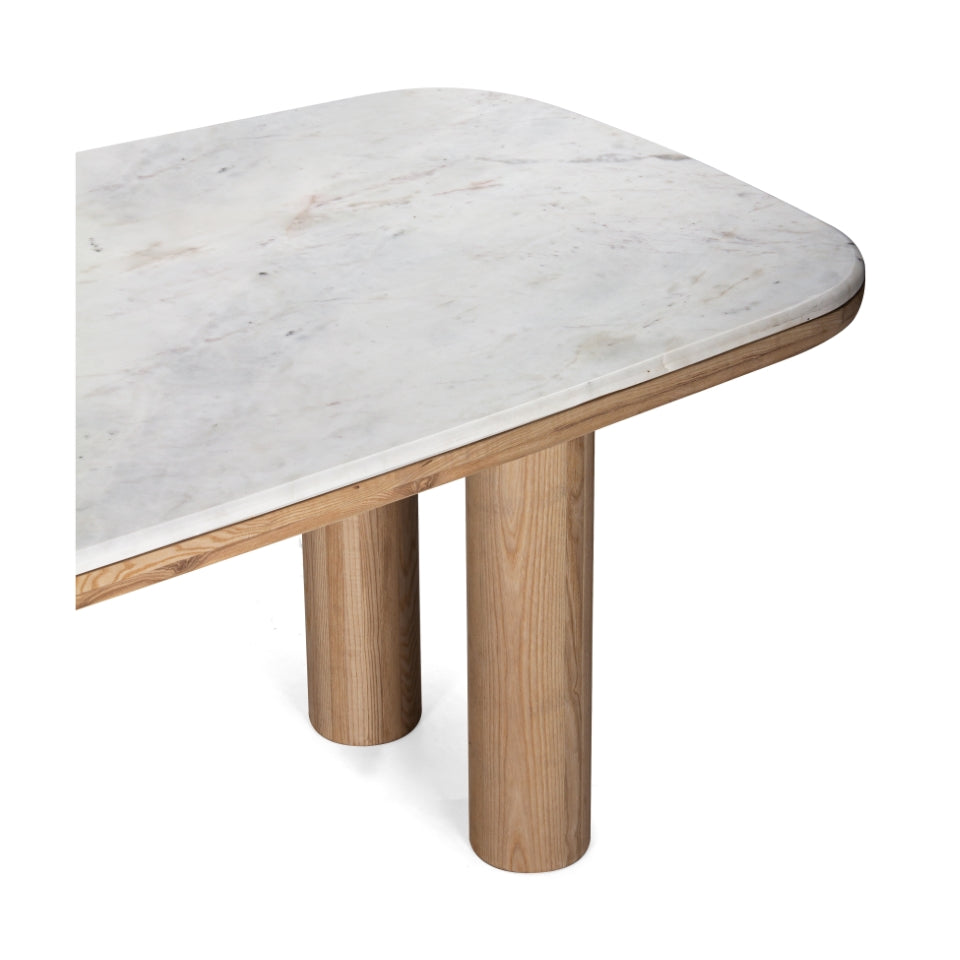 Pillar Marble Oak Dining Table