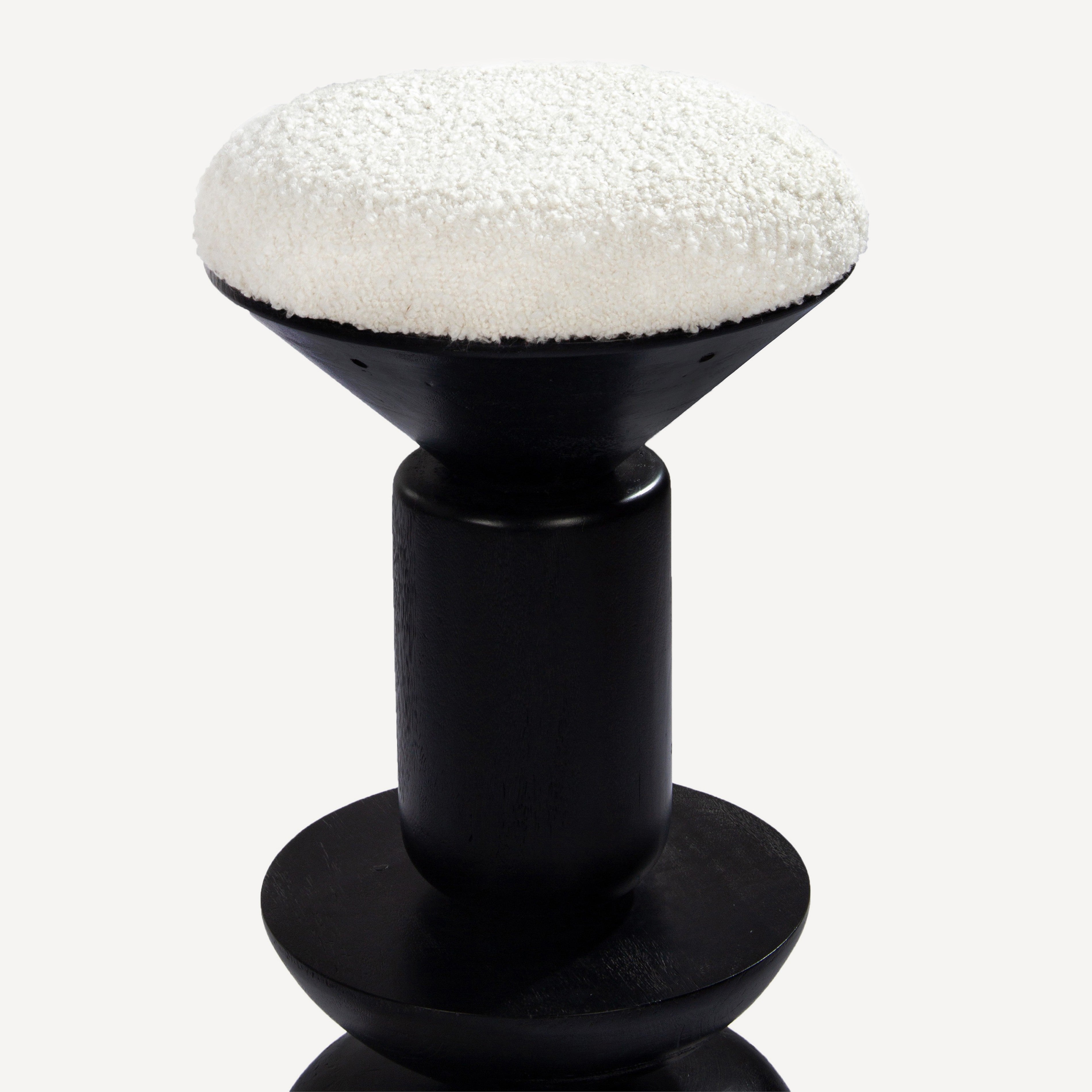 Kebab Solid Wood Bar Stool - Charcoal