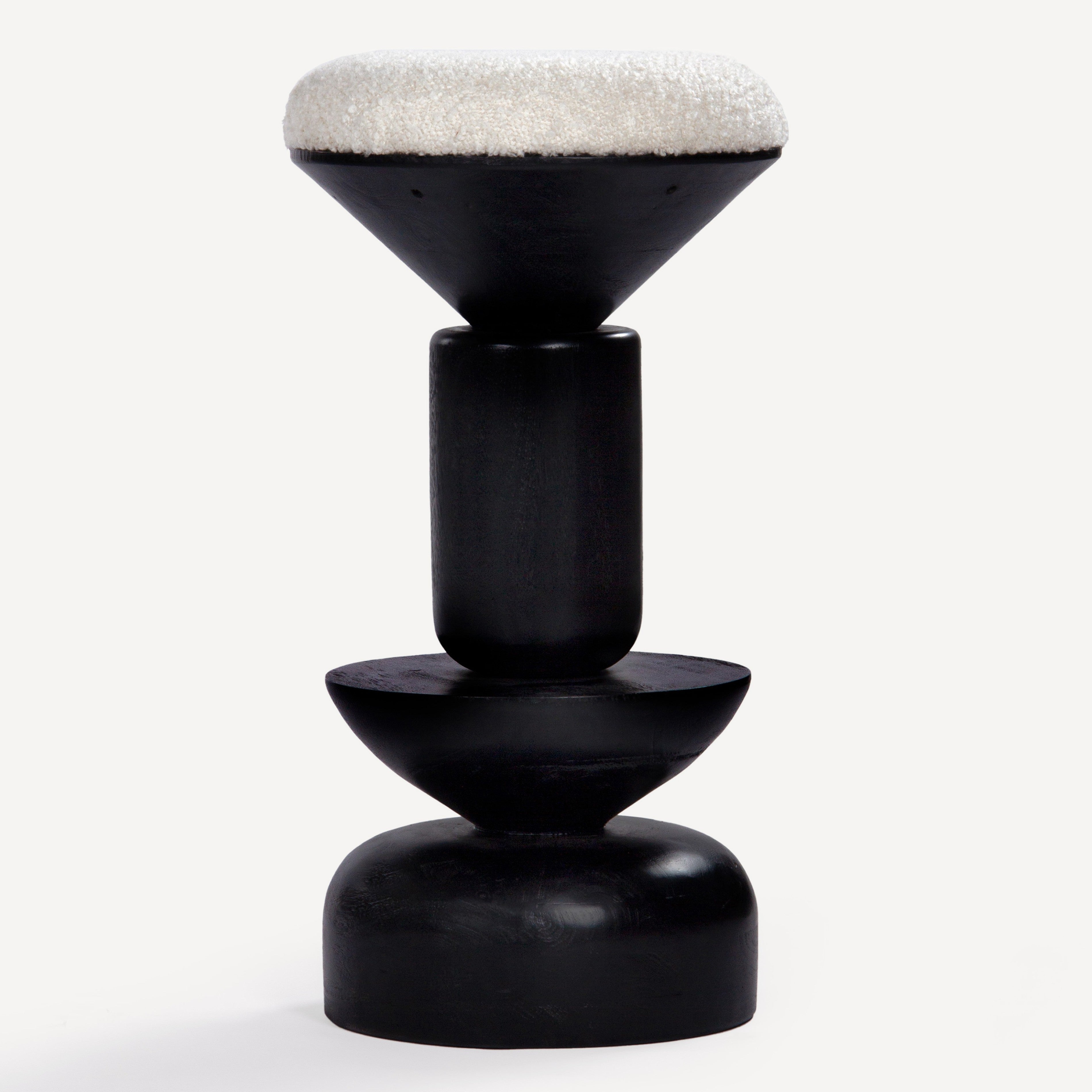Kebab Solid Wood Bar Stool - Charcoal
