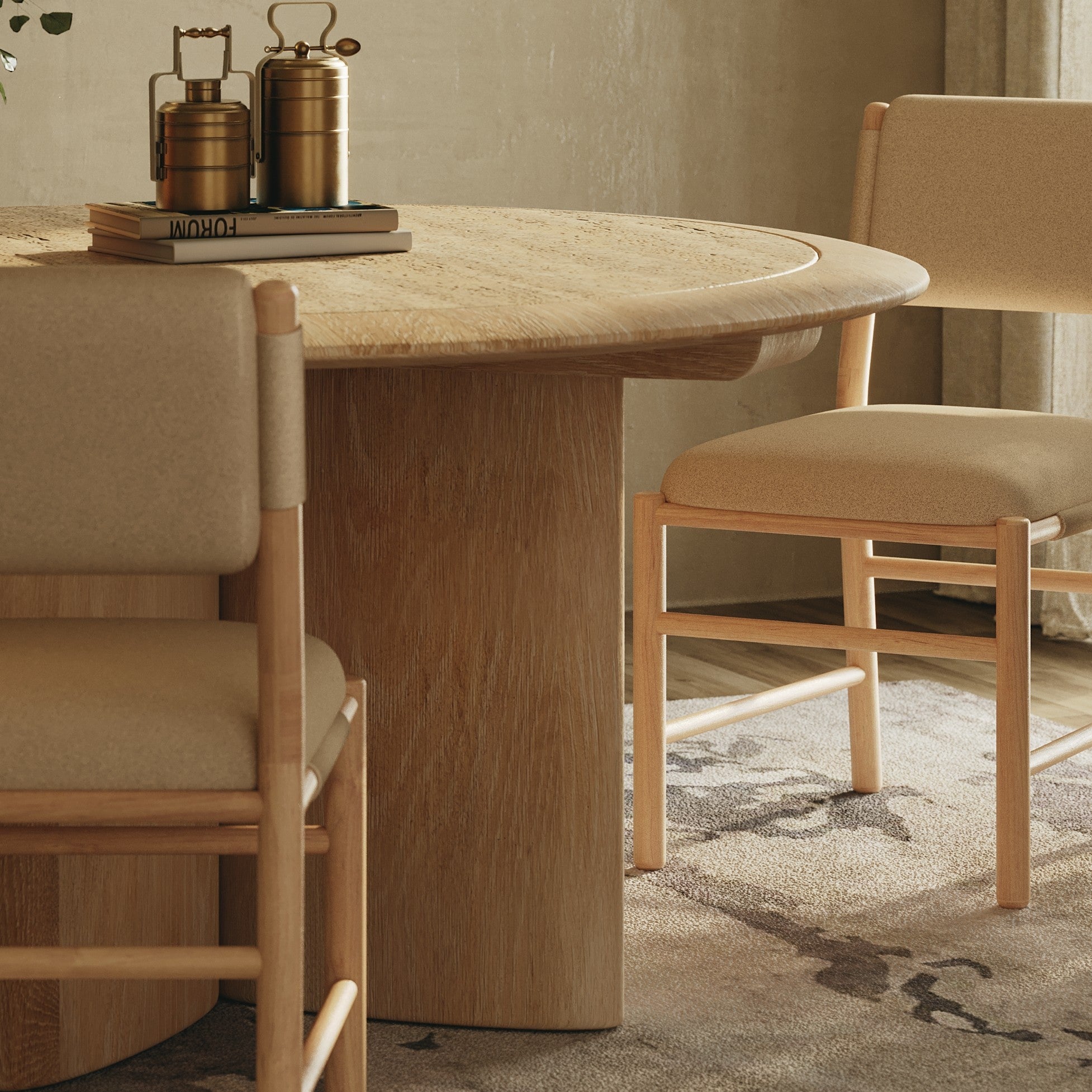 Polaris Travertine Oak Dining Table