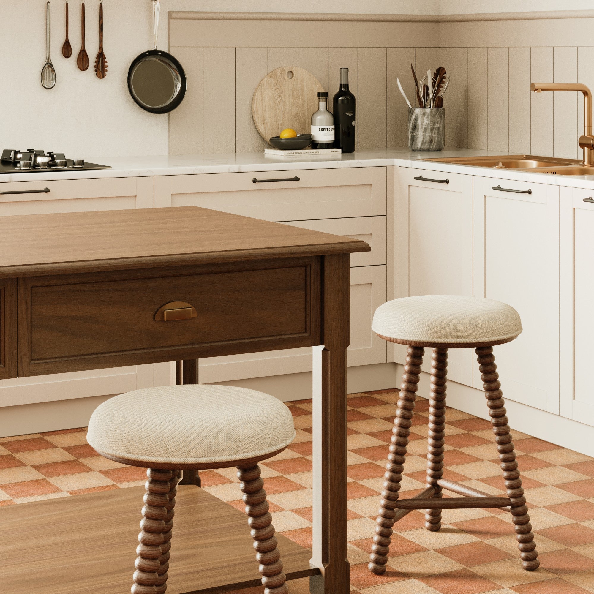 Twist Solid Oak Counter Stool