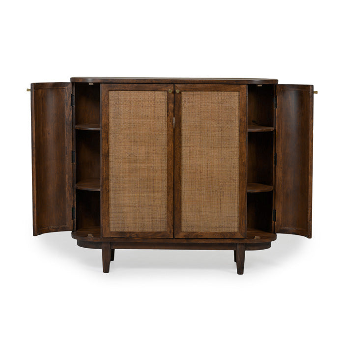 Canggu Storage Cane Solid Wood Cabinet