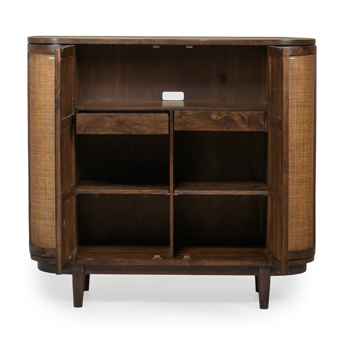 Canggu Storage Cane Solid Wood Cabinet