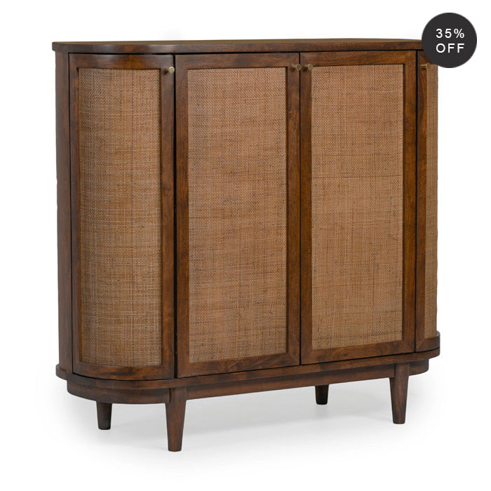 Canggu Storage Cane Solid Wood Cabinet