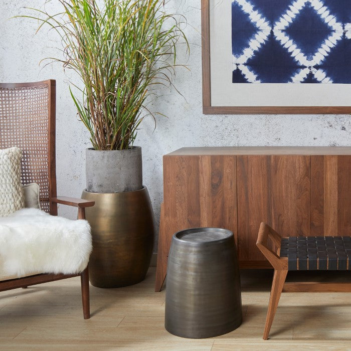 Pebble Antique Brass Side Table - Tall