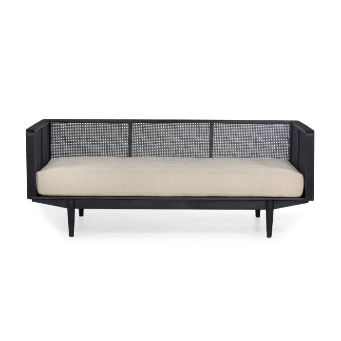 Spindle Cane Daybed With White Cotton Mattress